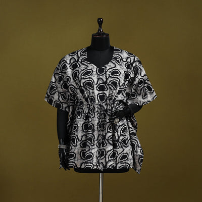 Hand batik cotton short kaftan 28 - handcrafted