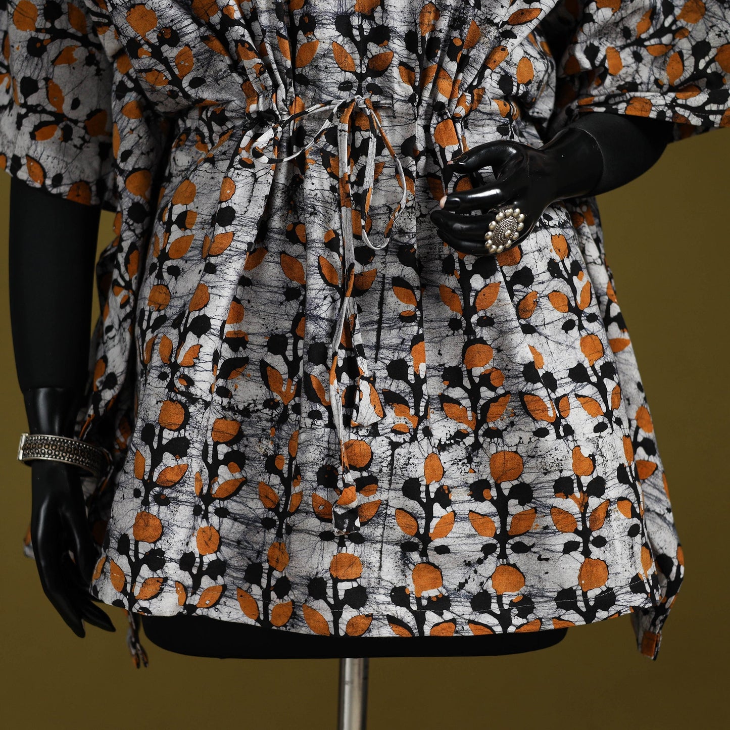 Hand batik cotton short kaftan 30 - handcrafted