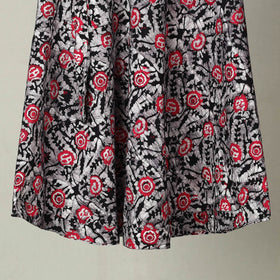Black Hand Batik Print Cotton Wrap Around Skirt