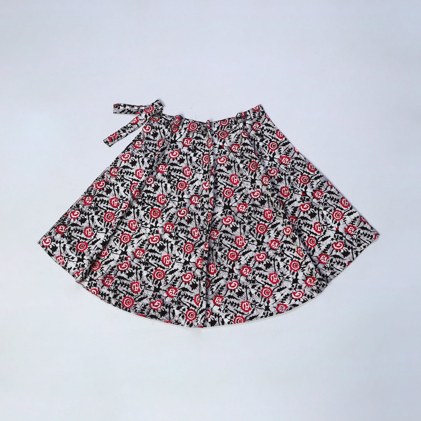 Black Hand Batik Print Cotton Wrap Around Skirt