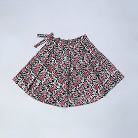 Black Hand Batik Print Cotton Wrap Around Skirt