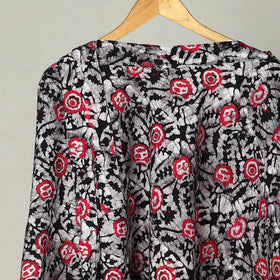 Black Hand Batik Print Cotton Wrap Around Skirt