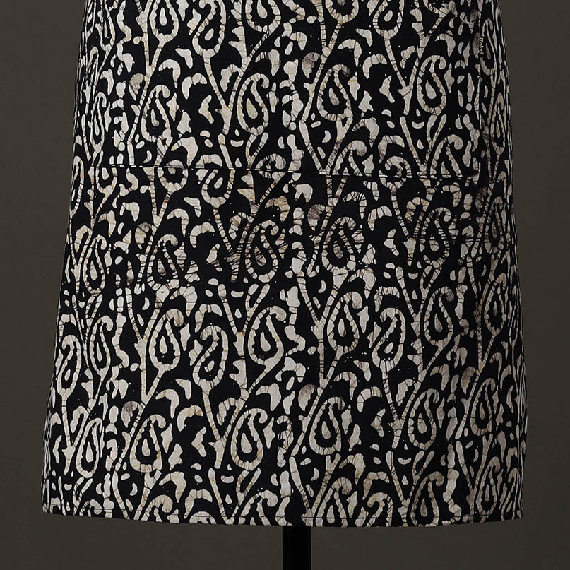 Black Hand Batik Printed Cotton Apron with Pocket 