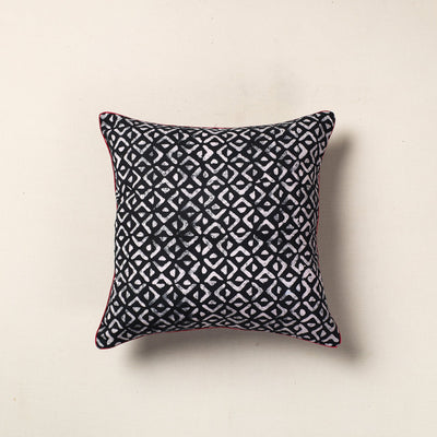Black Hand Batik Printed Cotton Cushion Cover