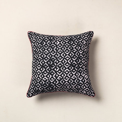 Black Hand Batik Printed Cotton Cushion Cover
