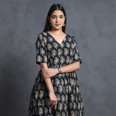 Buy Hand Batik Printed Cotton Flared Gher Dress Online l iTokri.com