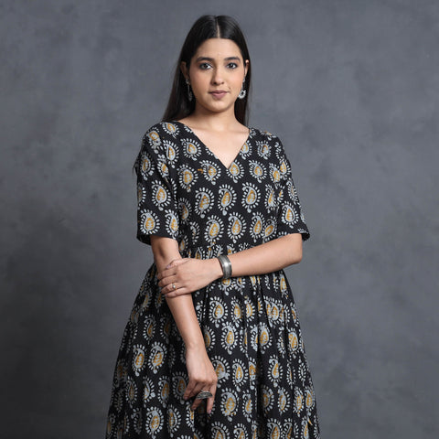 Buy Hand Batik Printed Cotton Flared Gher Dress Online l iTokri.com