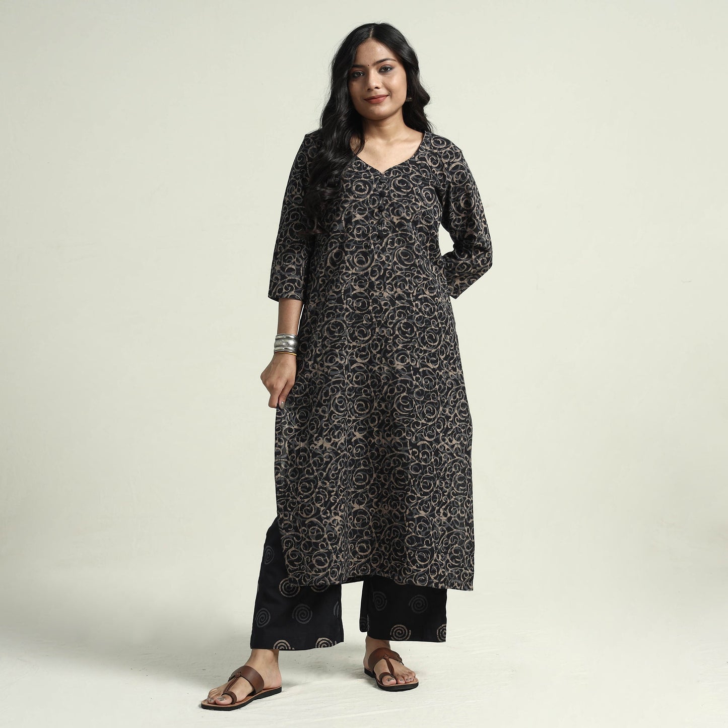 Batik Kurta with Palazzo & Dupatta Set