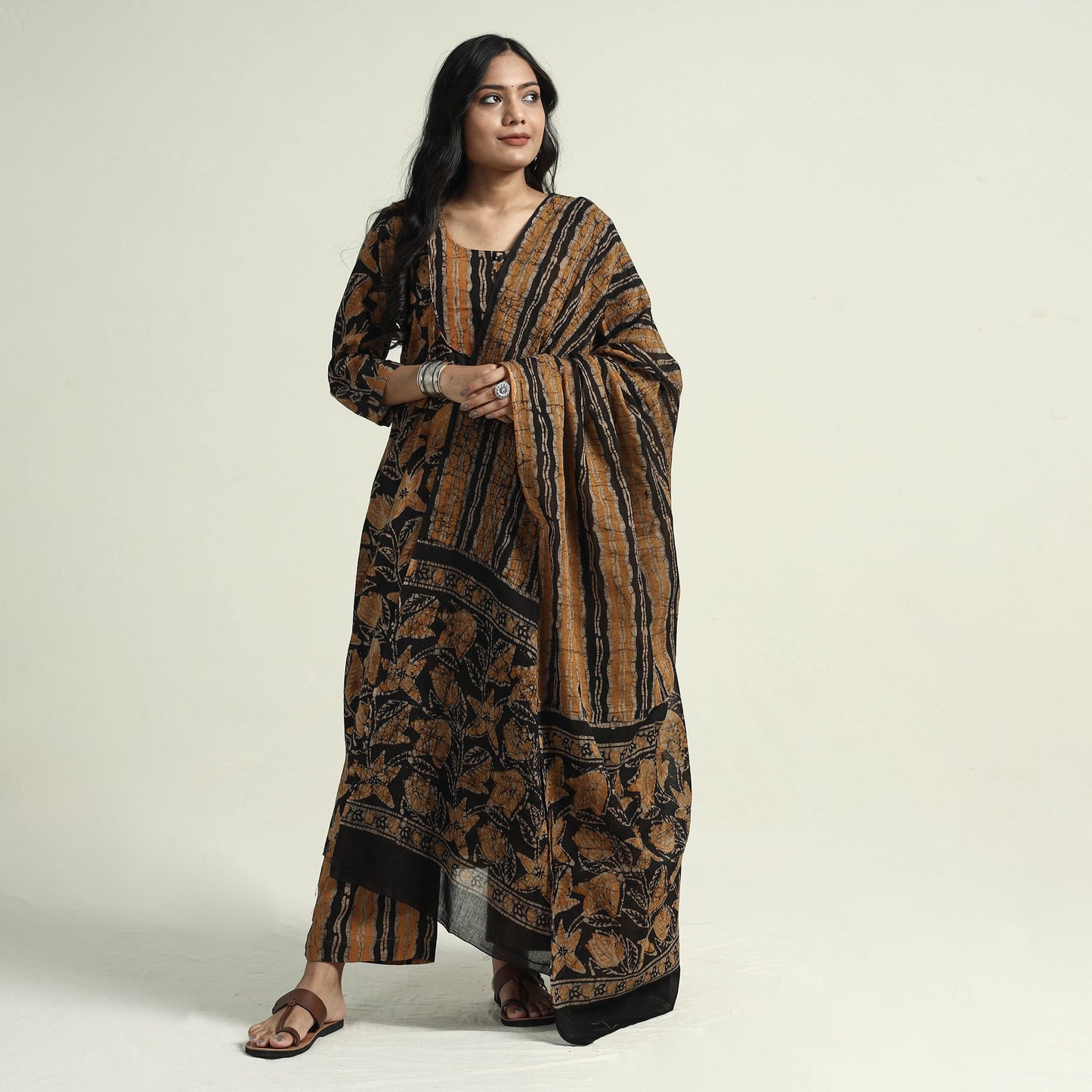 Batik Kurta with Palazzo & Dupatta Set
