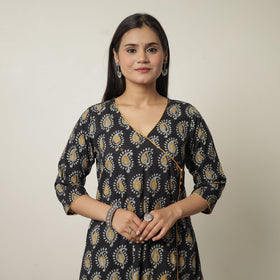  Hand Batik Printed Cotton A-Line Kurta for Women
