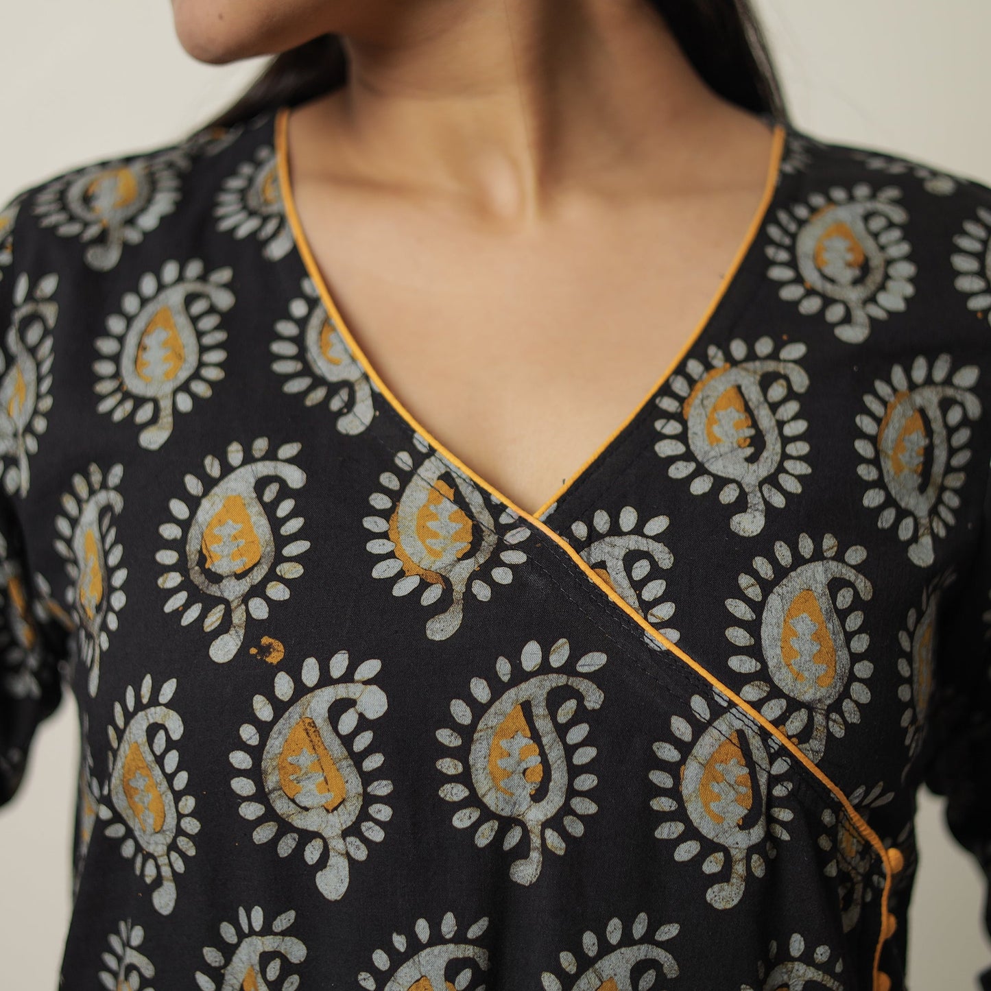  Hand Batik Printed Cotton A-Line Kurta for Women