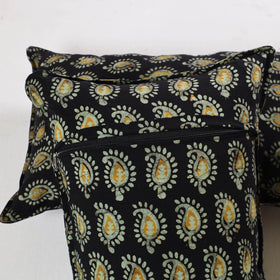 Black - hand batik printed cotton pillow cover (set of 2)