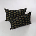Black - hand batik printed cotton pillow cover (set of 2)