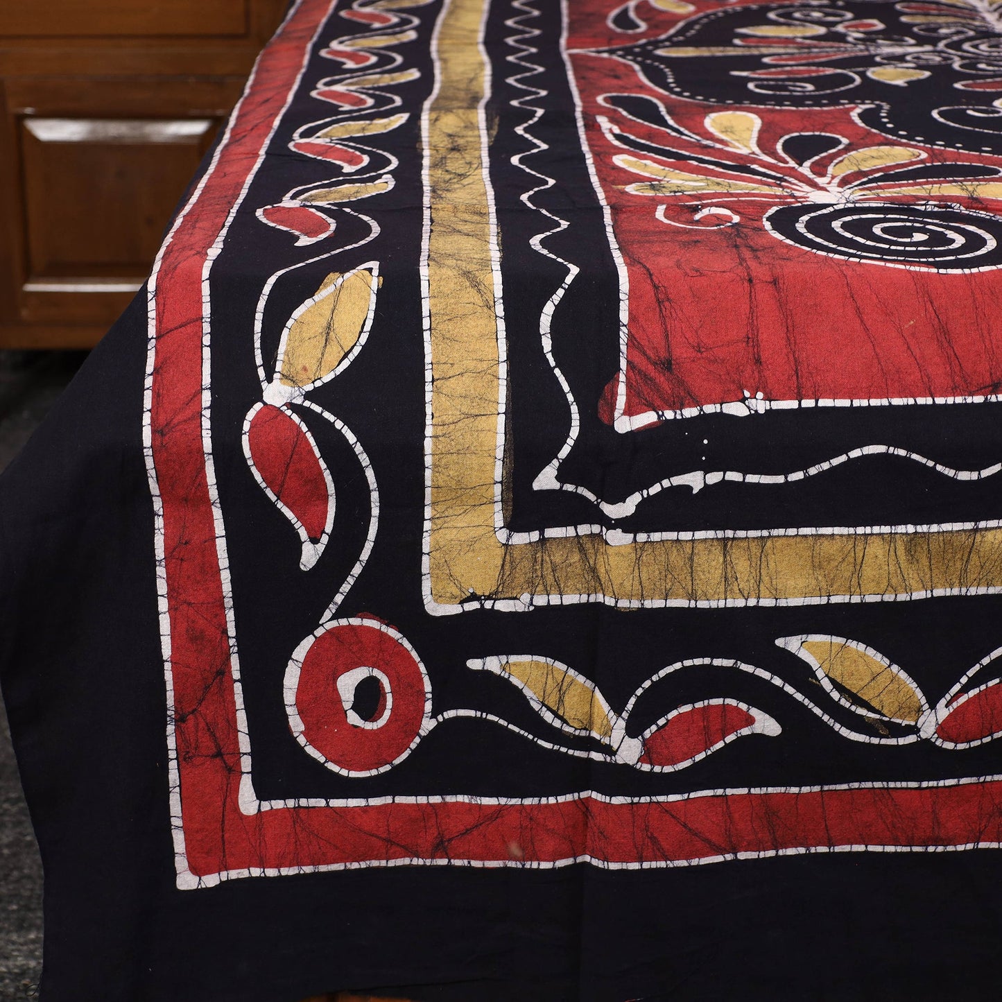 Black - hand batik printed cotton single bed cover (96 x 59