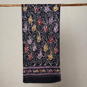 Black - hand batik printed mul cotton stole 23 - handcrafted