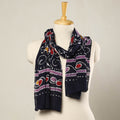 Black - hand batik printed mul cotton stole 23 - handcrafted