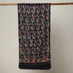 Black - hand batik printed mul cotton stole 25 - handcrafted