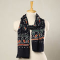 Black - hand batik printed mul cotton stole 77 - handcrafted