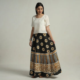 Buy Hand Batik Printed Running Stitch Cotton Long Skirt 84 Online l iTokri.com