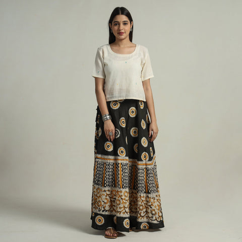 Buy Hand Batik Printed Running Stitch Cotton Long Skirt 84 Online l iTokri.com