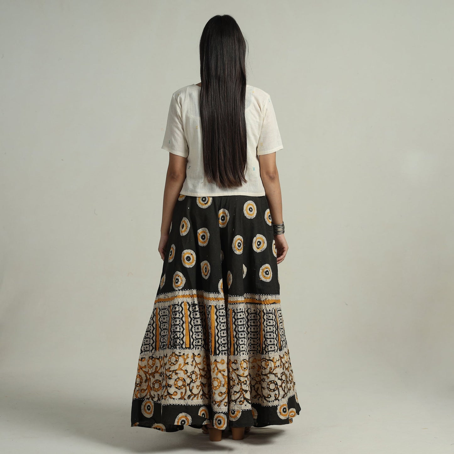 Buy Hand Batik Printed Running Stitch Cotton Long Skirt 84 Online l iTokri.com