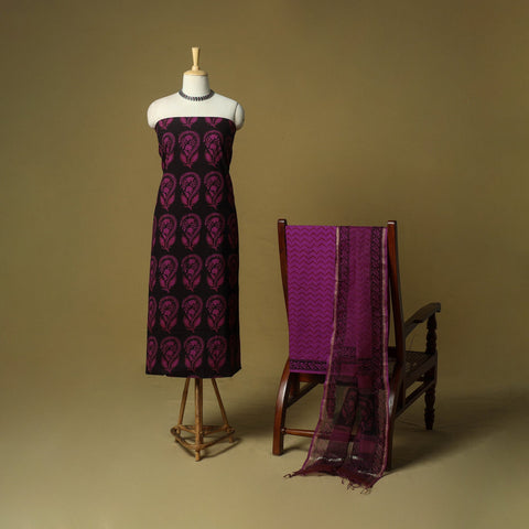 Hand block bagh print cotton 3pc unstitched dress material
