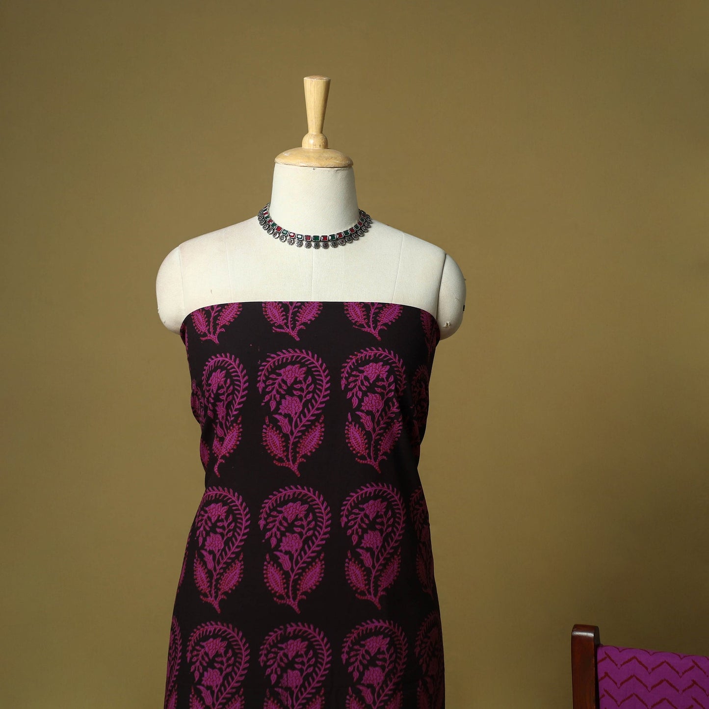 Hand block bagh print cotton 3pc unstitched dress material