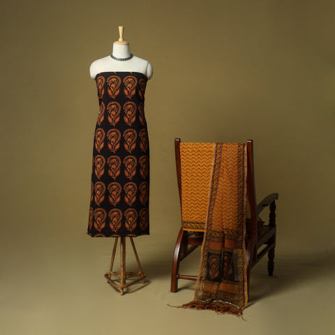 Hand block bagh print cotton 3pc unstitched dress material