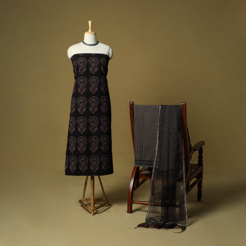 Hand block bagh print cotton 3pc unstitched dress material