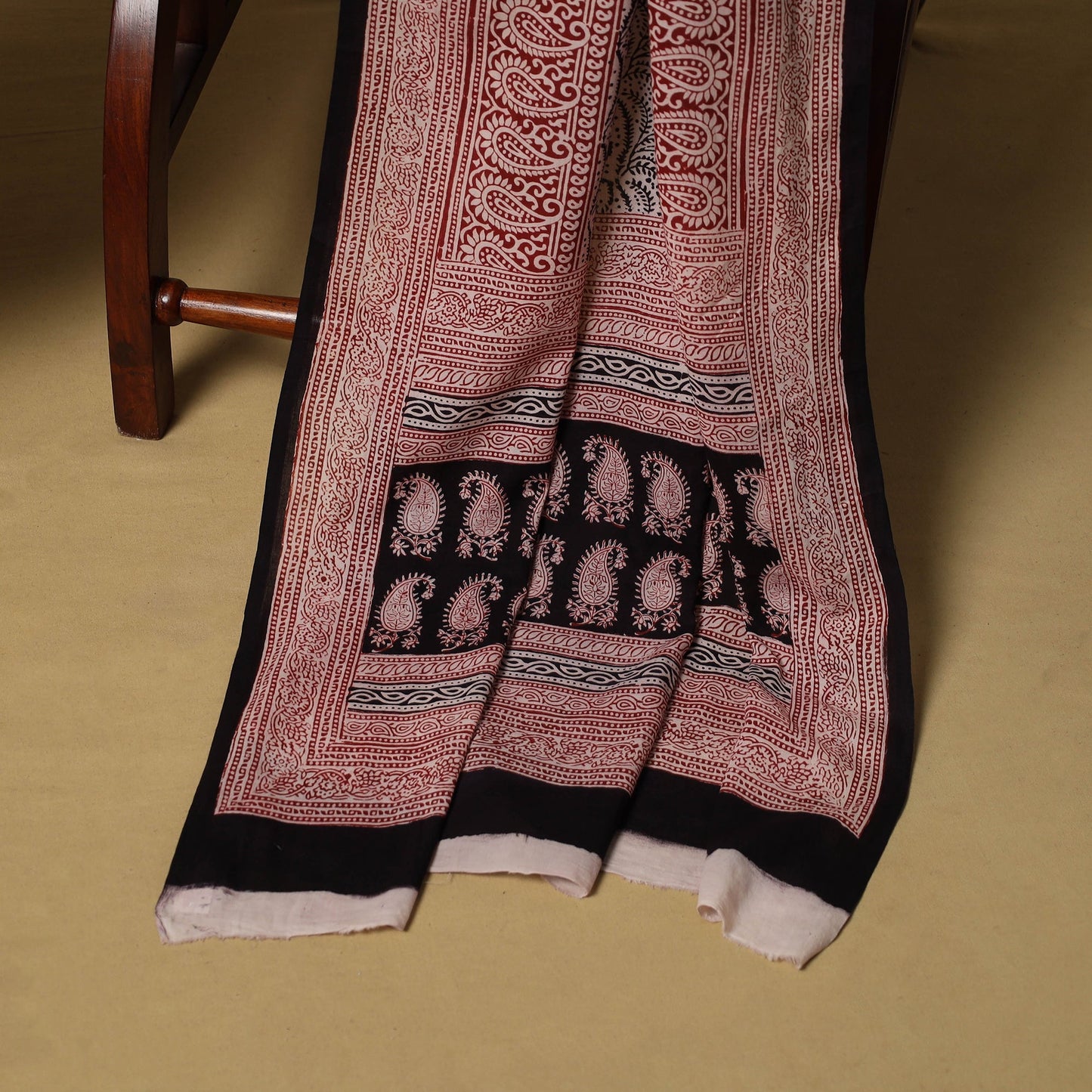 Black - hand bagh natural dyed cotton 3pc unstitched dress