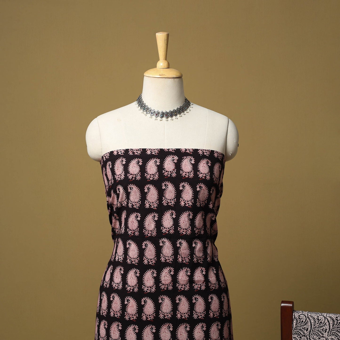 Black - hand bagh natural dyed cotton 3pc unstitched dress