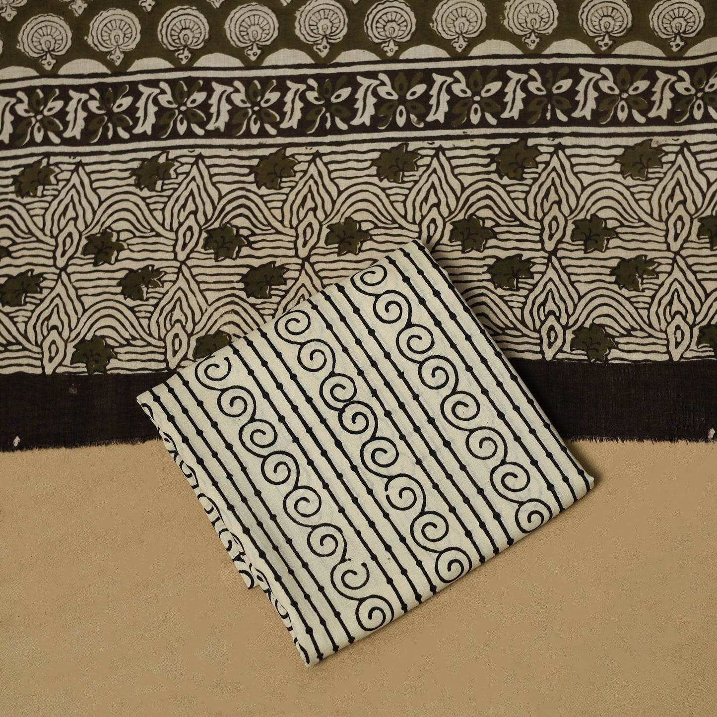Hand bagru cotton 3pc unstitched dress material 26