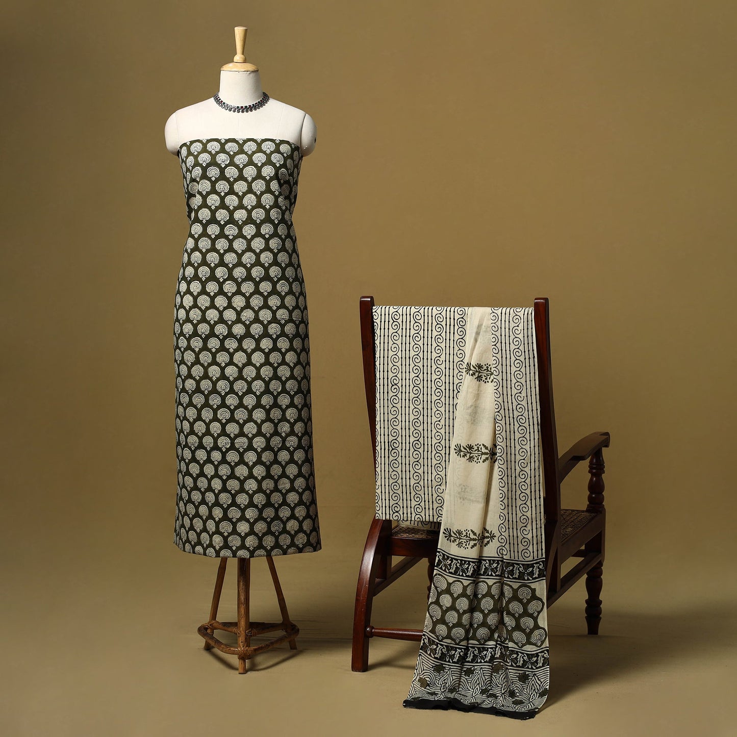 Hand bagru cotton 3pc unstitched dress material 26