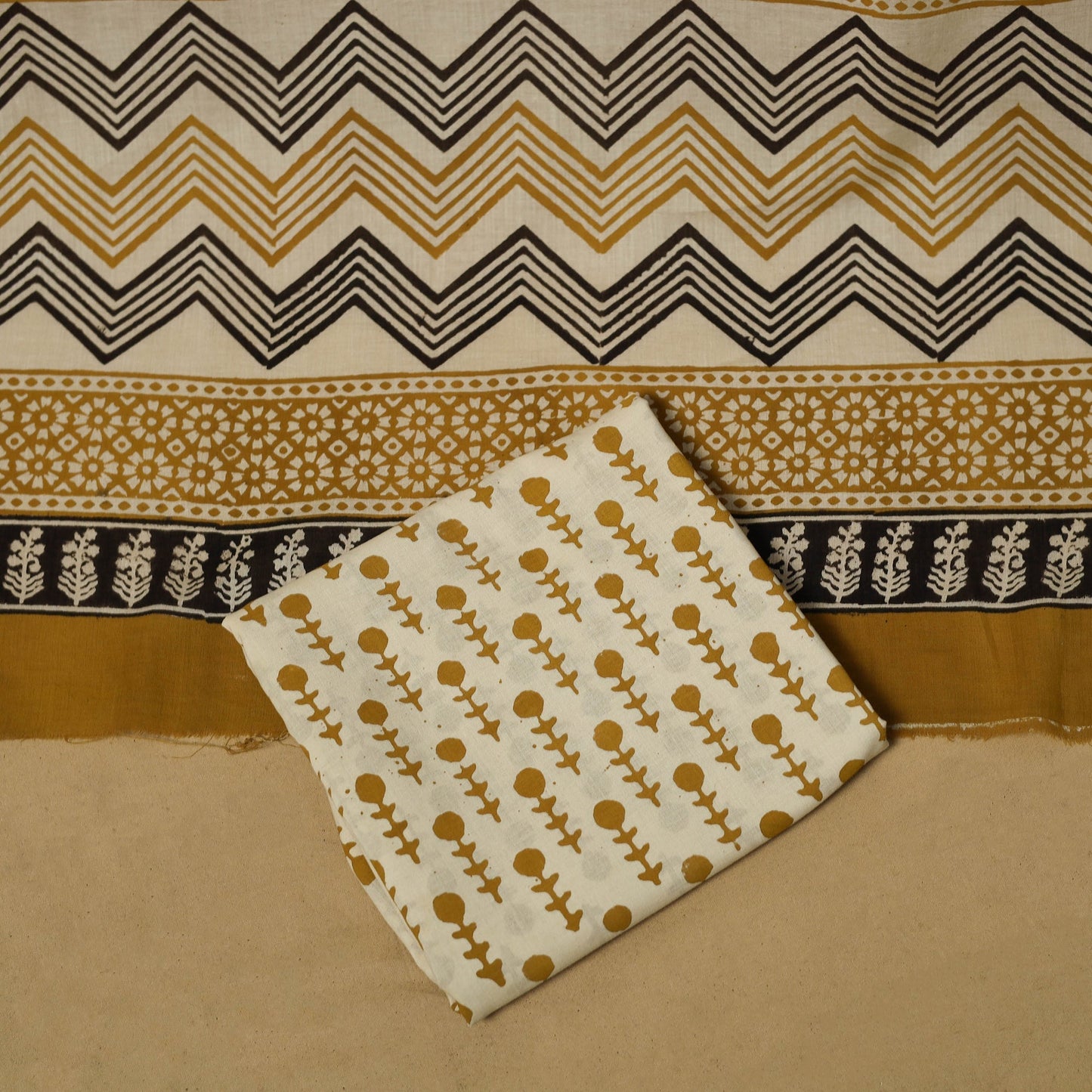 Hand bagru cotton 3pc unstitched dress material 27