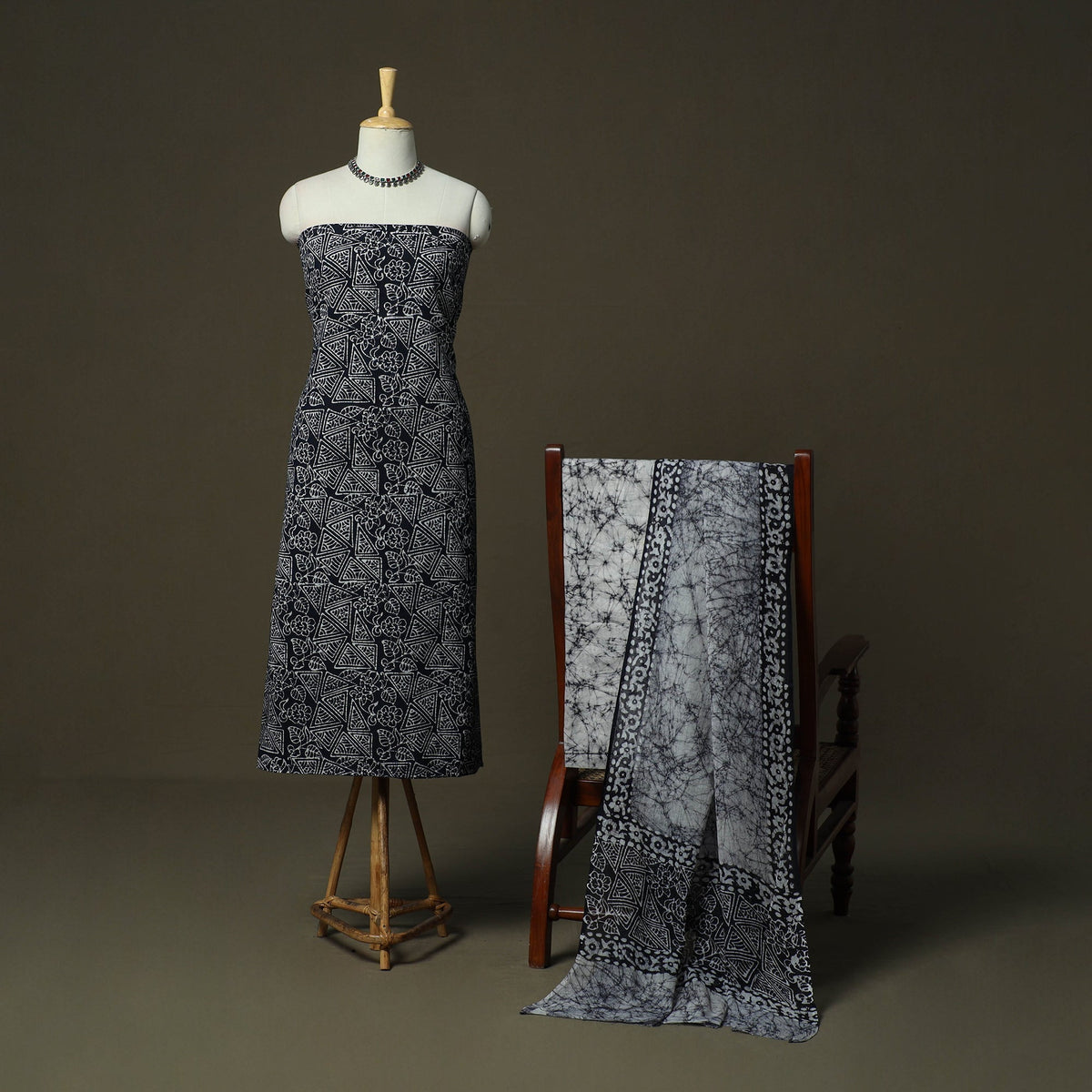 Hand batik cotton 3pc unstitched dress material 22