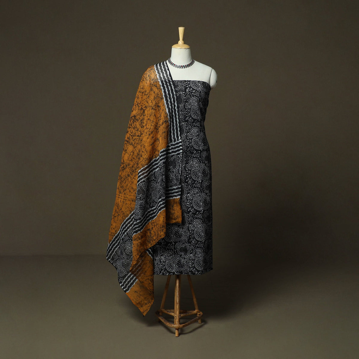 Hand batik cotton 3pc unstitched dress material 26