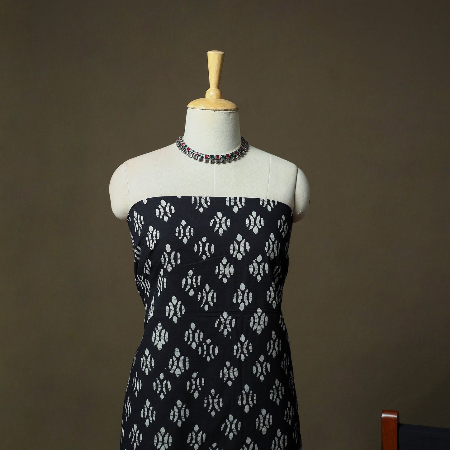 Hand block batik print cotton 3pc unstitched dress material