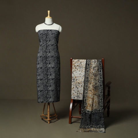 Hand batik cotton 3pc unstitched dress material 32
