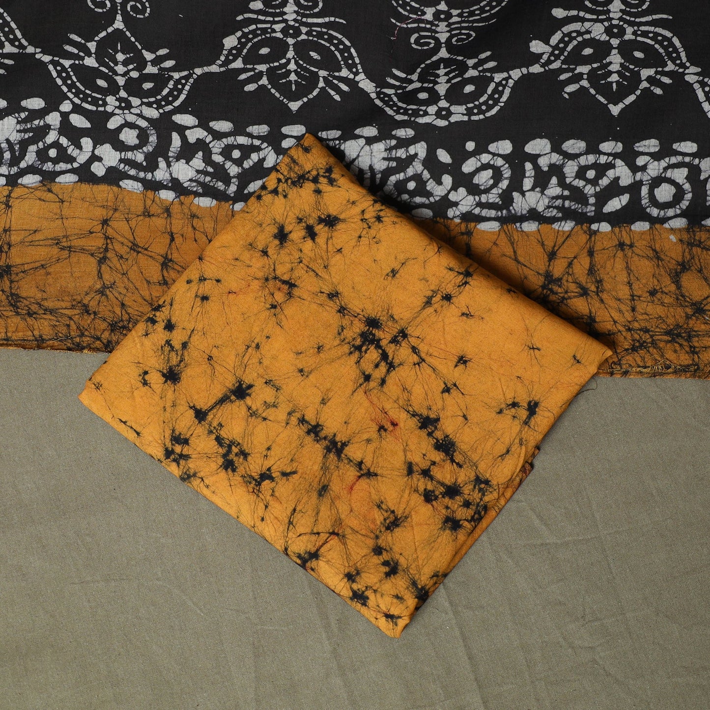 Hand batik cotton 3pc unstitched dress material 34