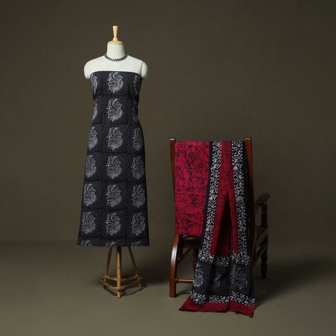 Hand batik cotton 3pc unstitched dress material 35