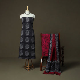 Hand batik cotton 3pc unstitched dress material 35