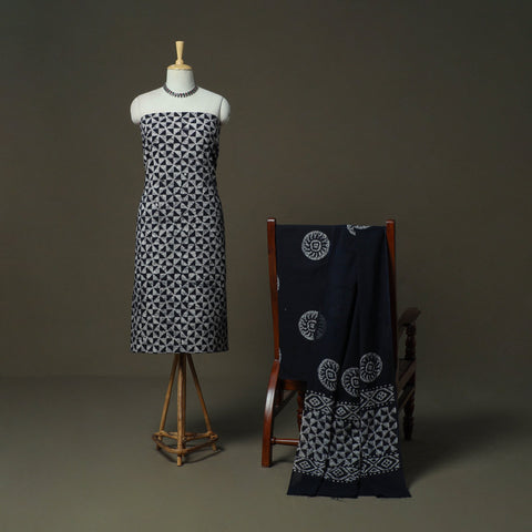Hand batik cotton 3pc unstitched dress material 46