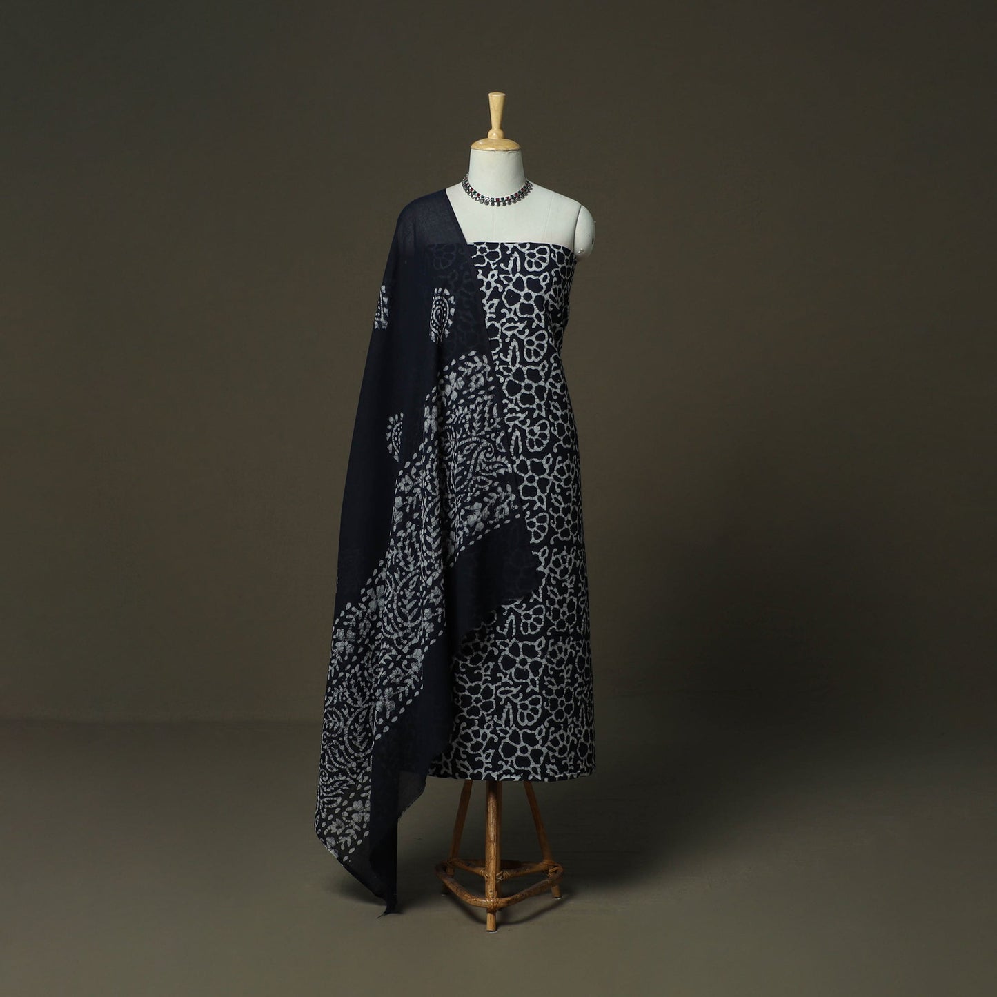 Hand batik cotton 3pc unstitched dress material 51