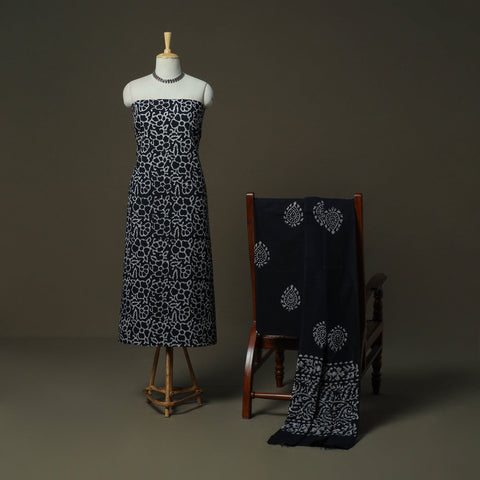 Hand batik cotton 3pc unstitched dress material 51