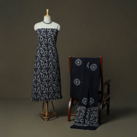 Hand batik cotton 3pc unstitched dress material 58