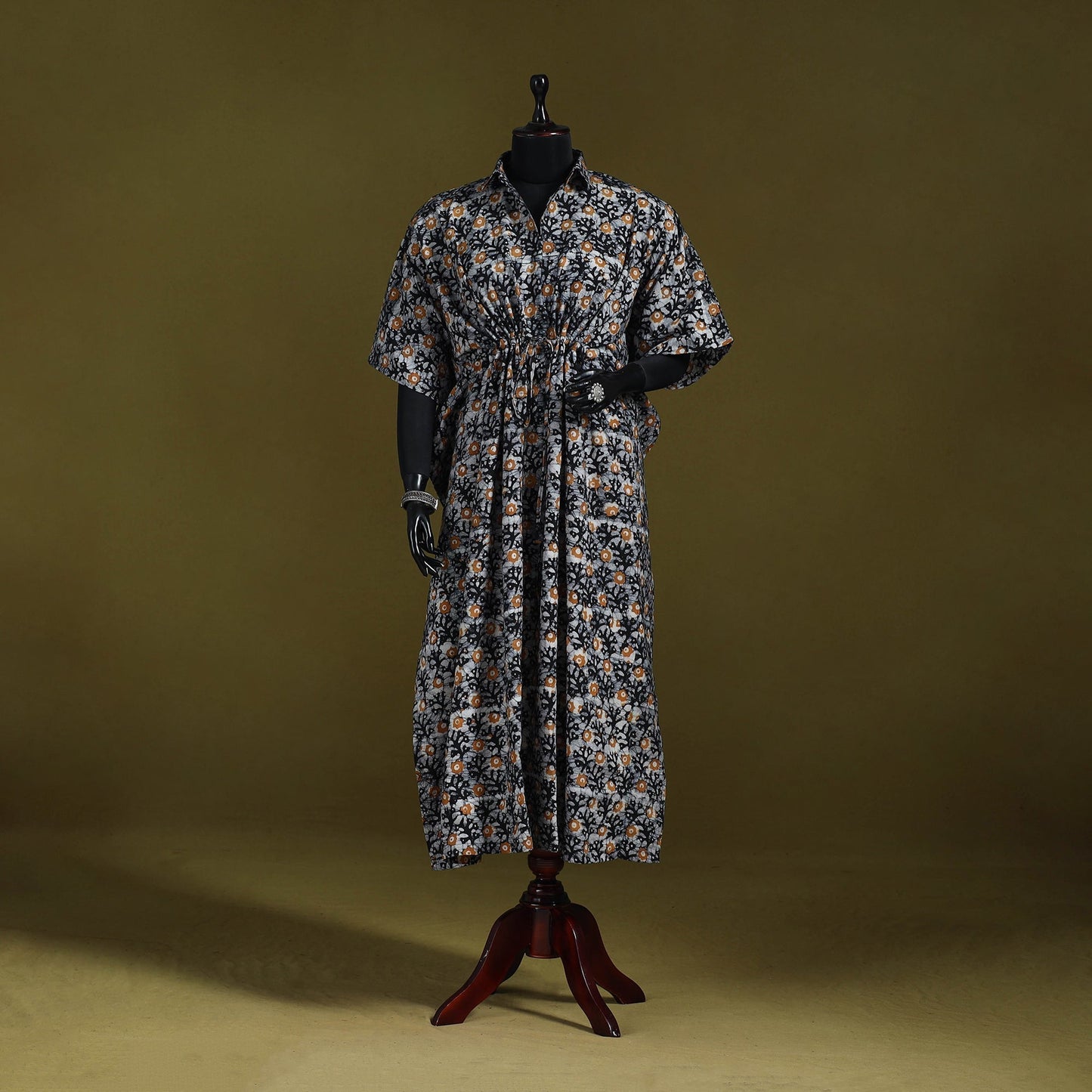 Hand batik cotton long kaftan 02 - handcrafted