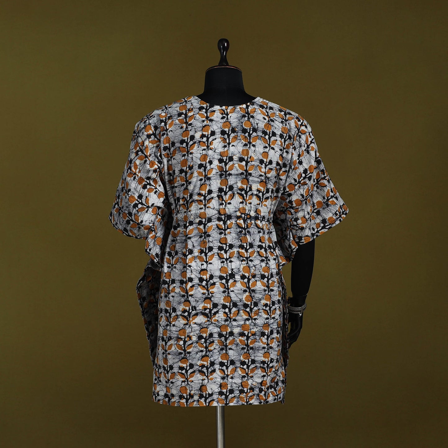 Hand batik cotton medium kaftan 65 - handcrafted