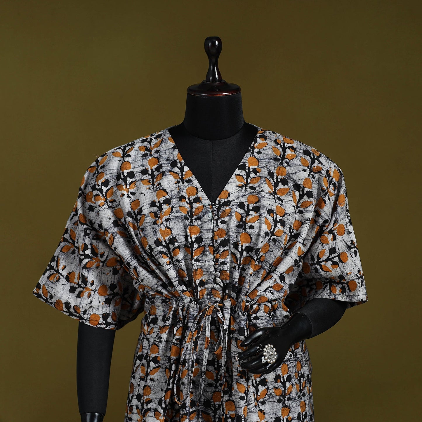 Hand batik cotton medium kaftan 65 - handcrafted