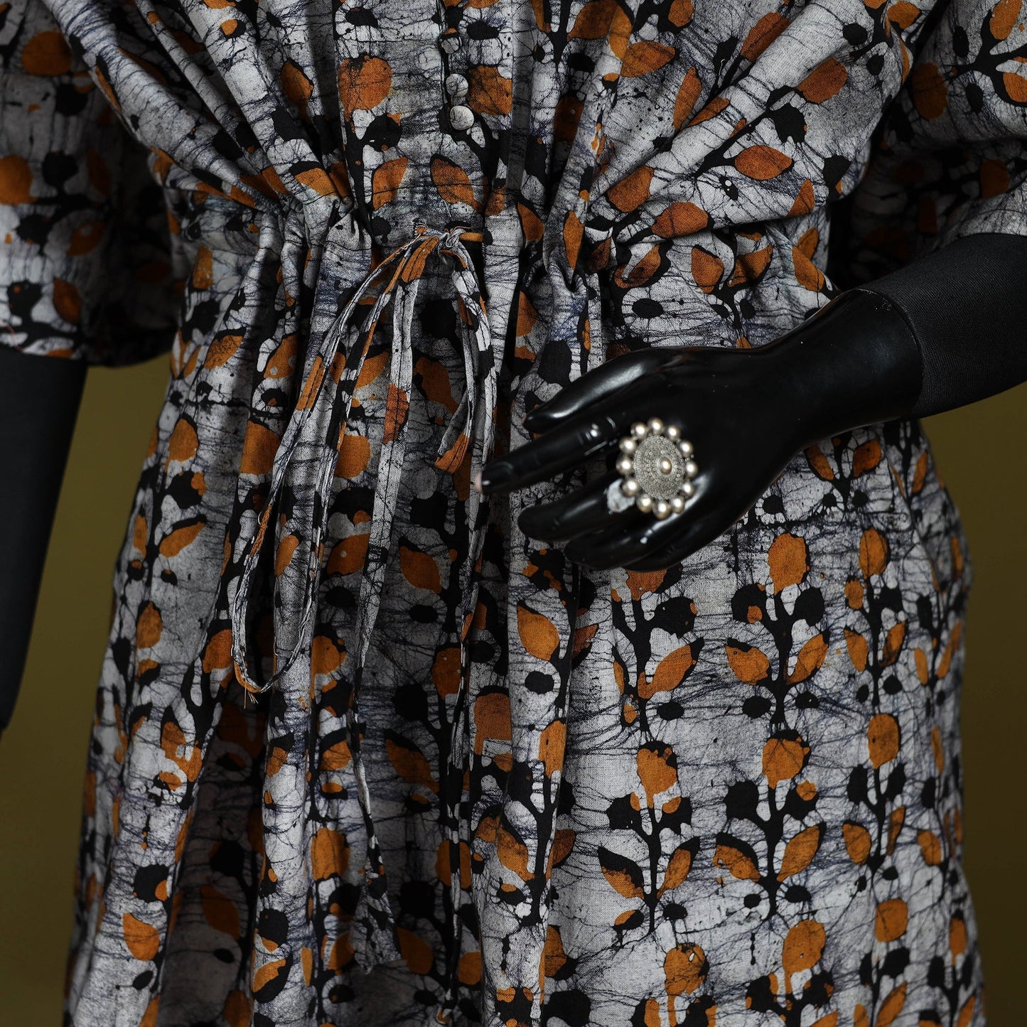 Hand batik cotton medium kaftan 65 - handcrafted