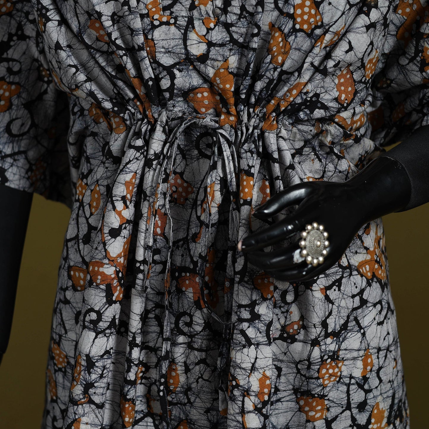Hand batik cotton medium kaftan 68 - handcrafted